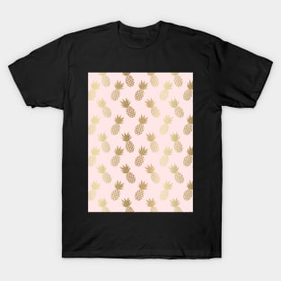 Pink & Gold Pineapples Pattern T-Shirt